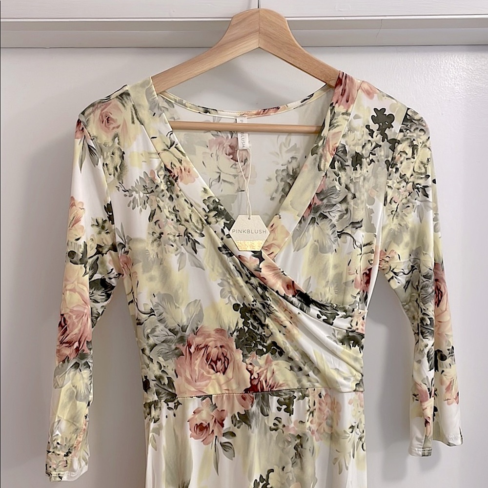 Pink Blush Ivory Floral Maxi Dress SMALL